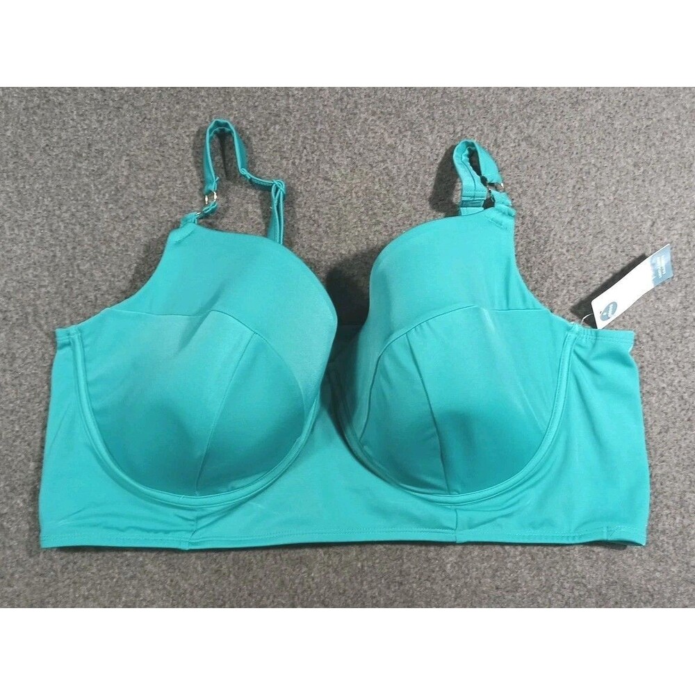 Swim By Cacique Bra Blue Teal Lightly Lined Balconette 46DDD Underwire